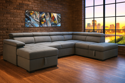 Strata U-Shaped Fabric Sectional Sofabed with Storage