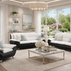 Kingston - Sofa Set Faux Leather - White and Black