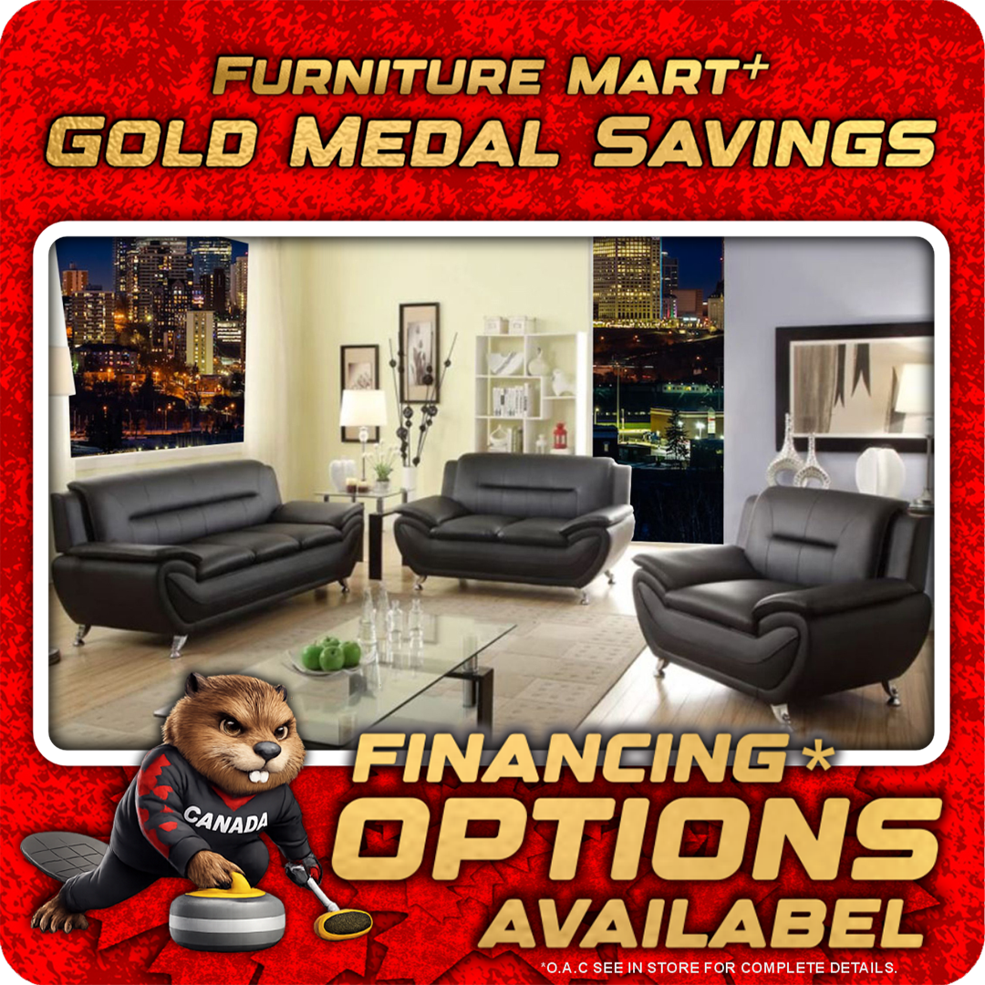 Kingston - Sofa Set Faux Leather - Black