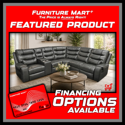 Mirabell Leather Gel Reclining Sectional with Console - Grey
