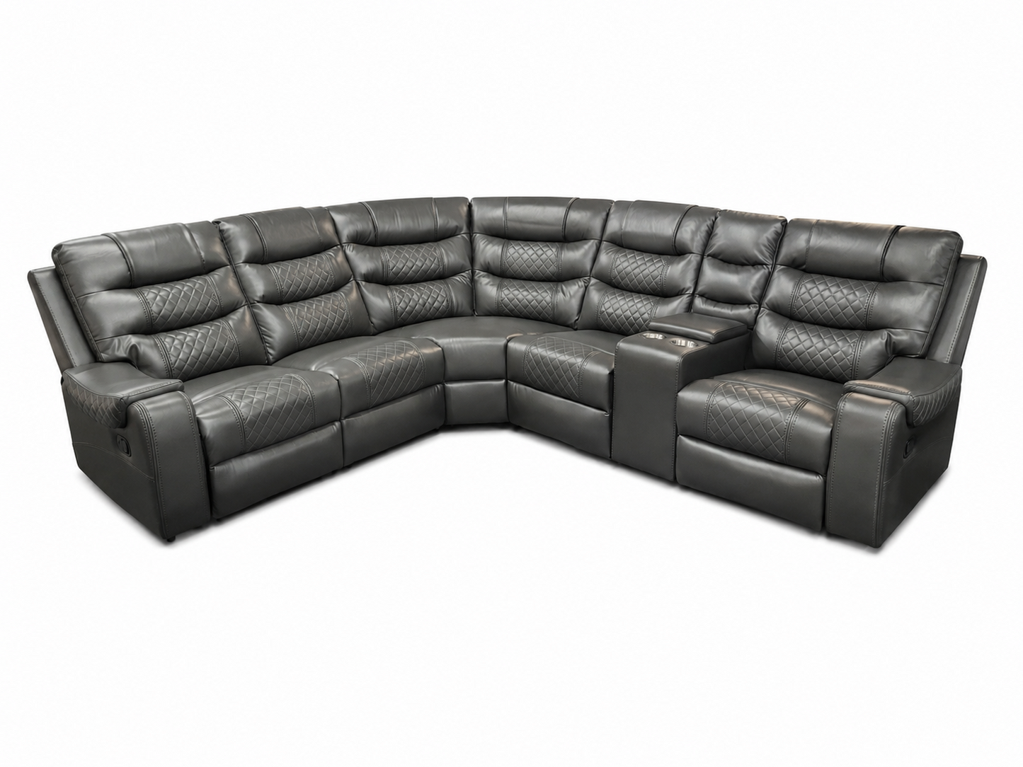 Mirabell Leather Gel Reclining Sectional with Console - Grey