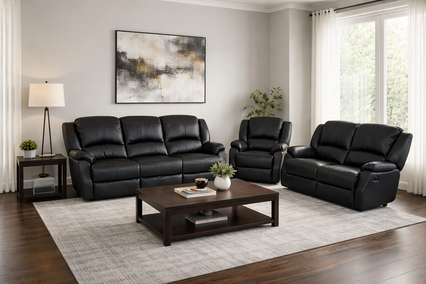 Danbry - Reclining Sofa, Loveseat and Chair Set - Black