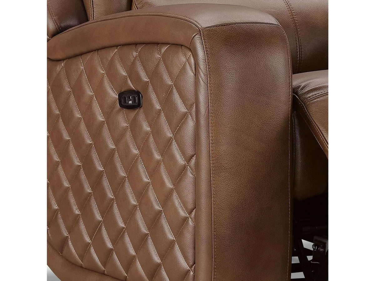 Meridian - Genuine Leather Power Reclining Sofa Set with Power Headrests