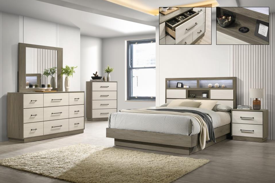 Vini Queen Bedroom Set - Coffee Grey