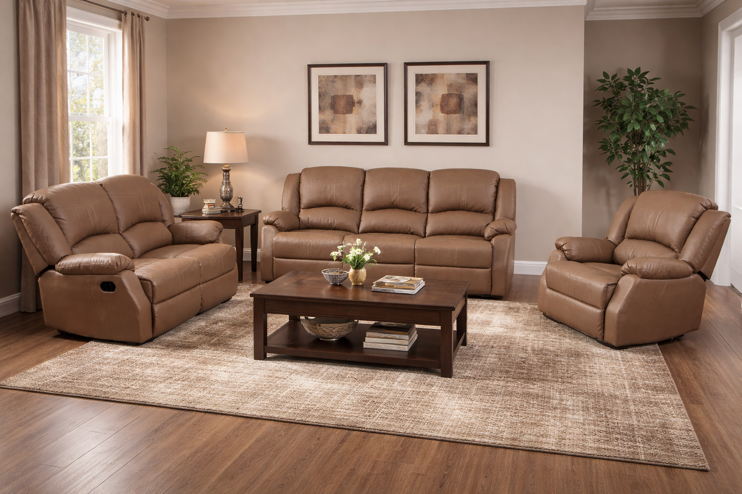 Danbry - Reclining Sofa, Loveseat and Chair Set - Brown