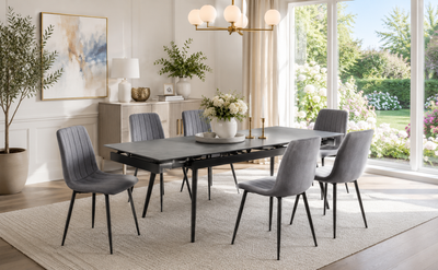 T1472 Stone Top 7 Piece Dining Set with 2 Self Storing Leaves