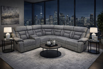 Thomas Grey Fabric Reclining Sectional with Console