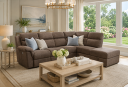Titus Fabric Reclining Sectional with Storage - Brown