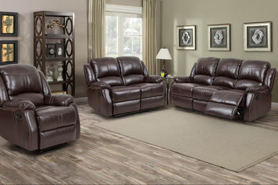Danbry - Reclining Sofa, Loveseat and Chair Set - Brown