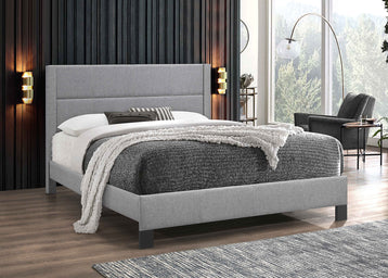 Queen Fabric Platform Bedframe - Light Grey