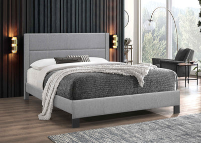 Queen Fabric Platform Bedframe - Light Grey