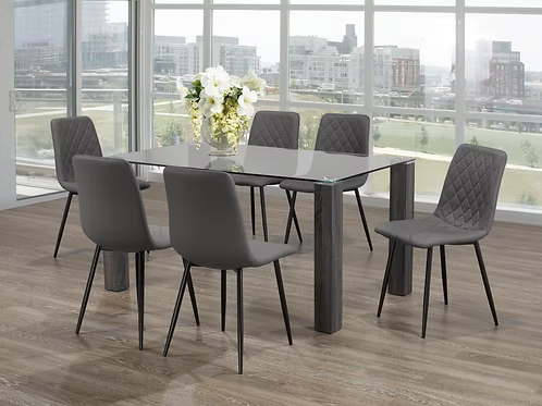 T1449 Glass Top 7 Piece Dining Set
