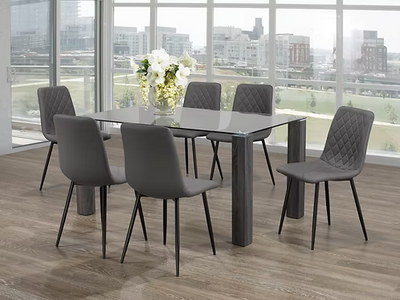 T1449 Glass Top 7 Piece Dining Set