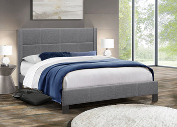 Queen Fabric Platform Bedframe - Dark Grey