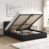 Hydraulic Lift Storage Bed Frame – Black PU Upholstery