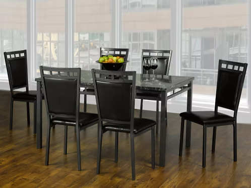 1240 7 Piece Faux Marble Dining Set