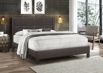 Queen PU Platform Bedframe - Brown