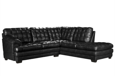 Astra - Leather Aire Sectional - Right-Facing Chaise - Black