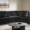Astra - Leather Aire Sectional - Right-Facing Chaise - Black