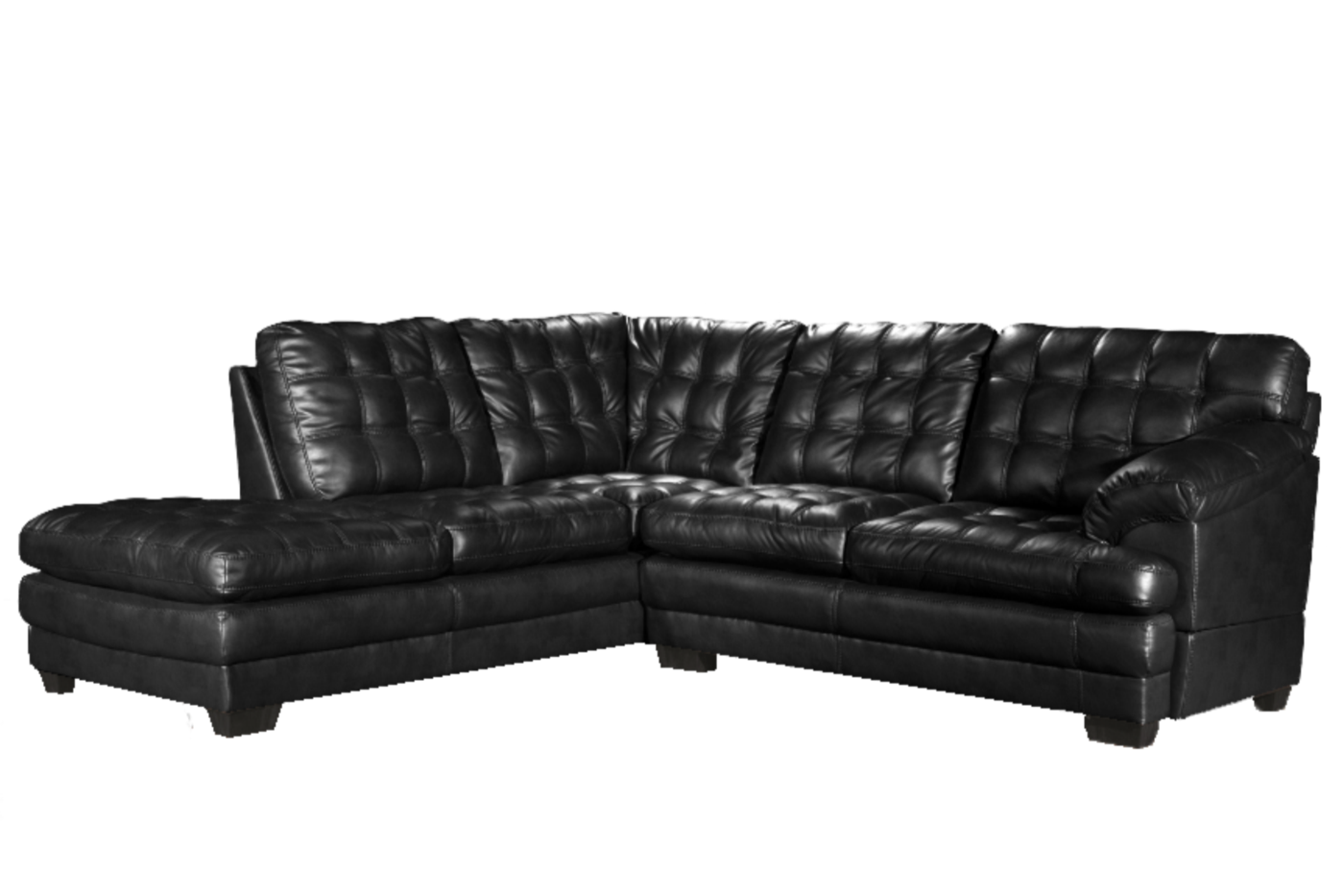 Astra - Leather Aire Sectional - Left-Facing Chaise - Black