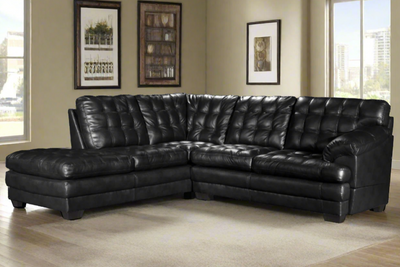 Astra - Leather Aire Sectional - Left-Facing Chaise - Black