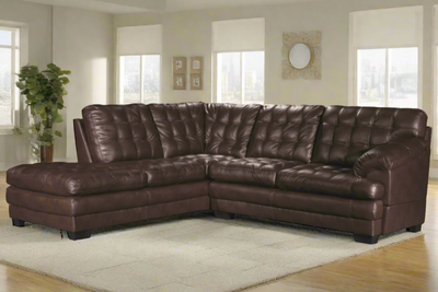 Astra - Leather Aire Sectional - Left-Facing Chaise - Brown