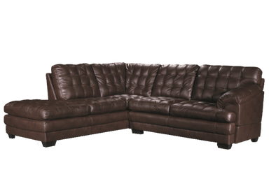 Astra - Leather Aire Sectional - Left-Facing Chaise - Brown