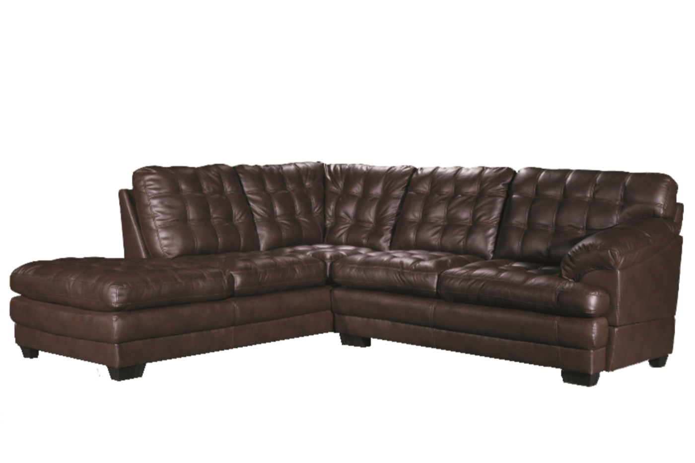 Astra - Leather Aire Sectional - Left-Facing Chaise - Brown