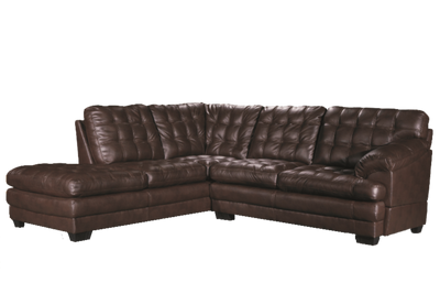 Astra - Leather Aire Sectional - Left-Facing Chaise - Brown