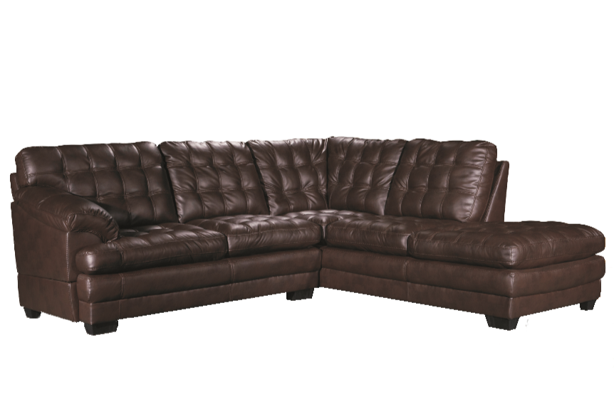 Astra - Leather Aire Sectional - Right-Facing Chaise - Brown