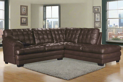 Astra - Leather Aire Sectional - Right-Facing Chaise - Brown