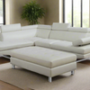 Oscar - Leatherette Sectional  - White - Left Chaise (Ottoman available)