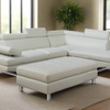 Oscar - Leatherette Sectional  - White - Right Chaise (Ottoman available)