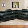 Oscar - Leatherette Sectional  - Black - Right Chaise (Ottoman available)