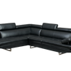 Oscar - Leatherette Sectional  - Black - Left Chaise (Ottoman available)