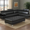 Oscar - Leatherette Sectional  - Black - Right Chaise (Ottoman available)