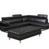 Oscar - Leatherette Sectional  - Black - Right Chaise (Ottoman available)