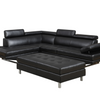 Oscar - Leatherette Sectional  - Black - Left Chaise (Ottoman available)