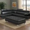 Oscar - Leatherette Sectional  - Black - Left Chaise (Ottoman available)