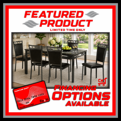 1240 7 Piece Faux Marble Dining Set