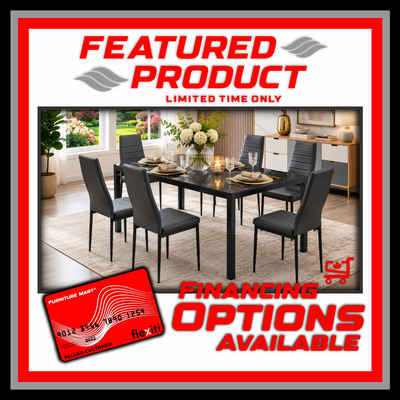 T5051 Glass Top 7 Piece Dining Set - Grey