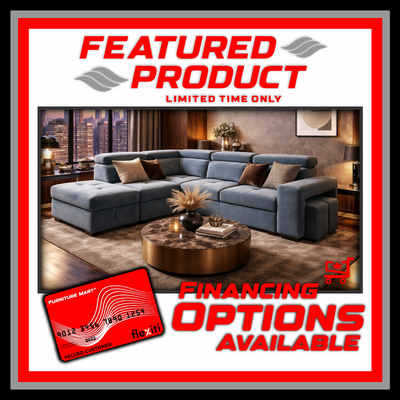 Dante L Shaped Fabric Sofabed Sectional with Stools