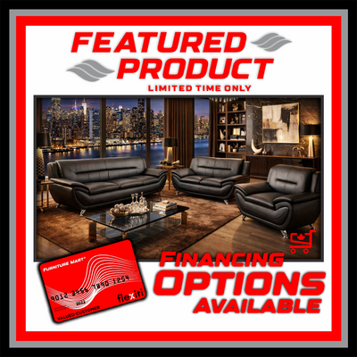 Kingston - Sofa Set Faux Leather - Black