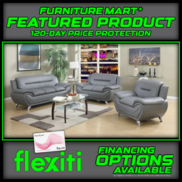 Kingston - Sofa Set Faux Leather - Grey