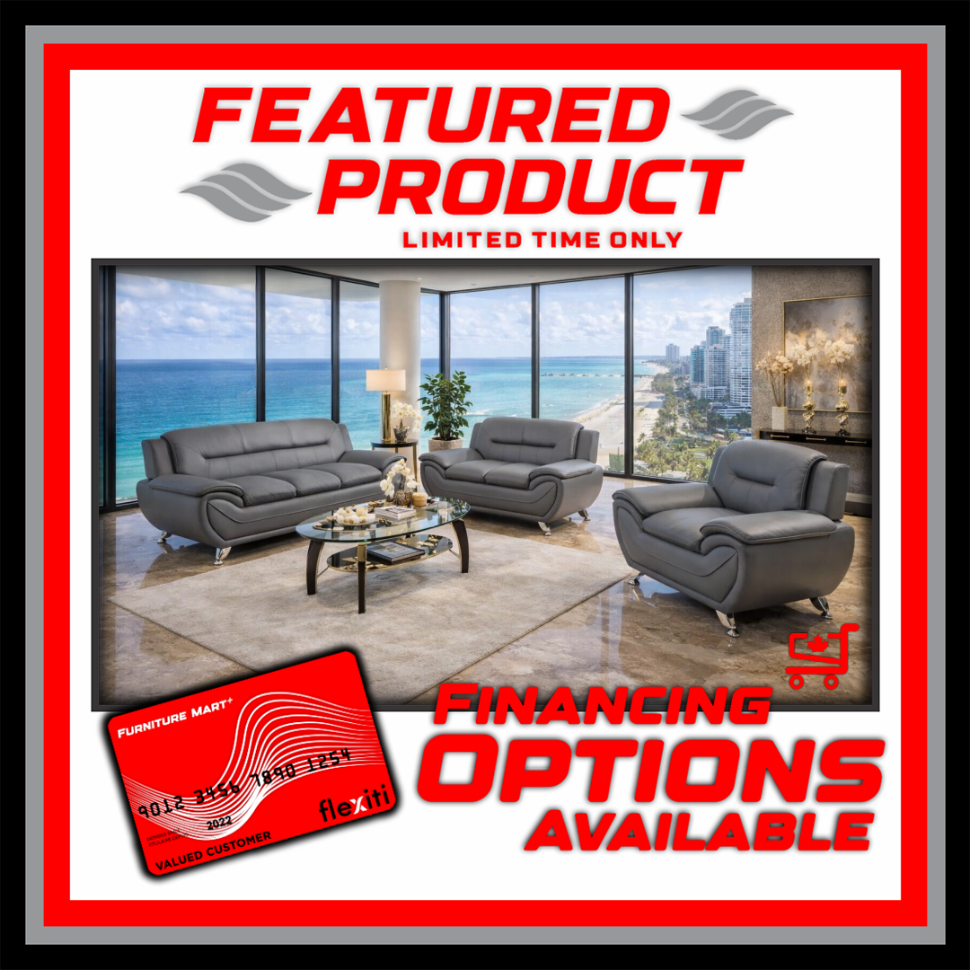 Kingston - Sofa Set Faux Leather - Grey