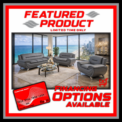 Kingston - Sofa Set Faux Leather - Grey