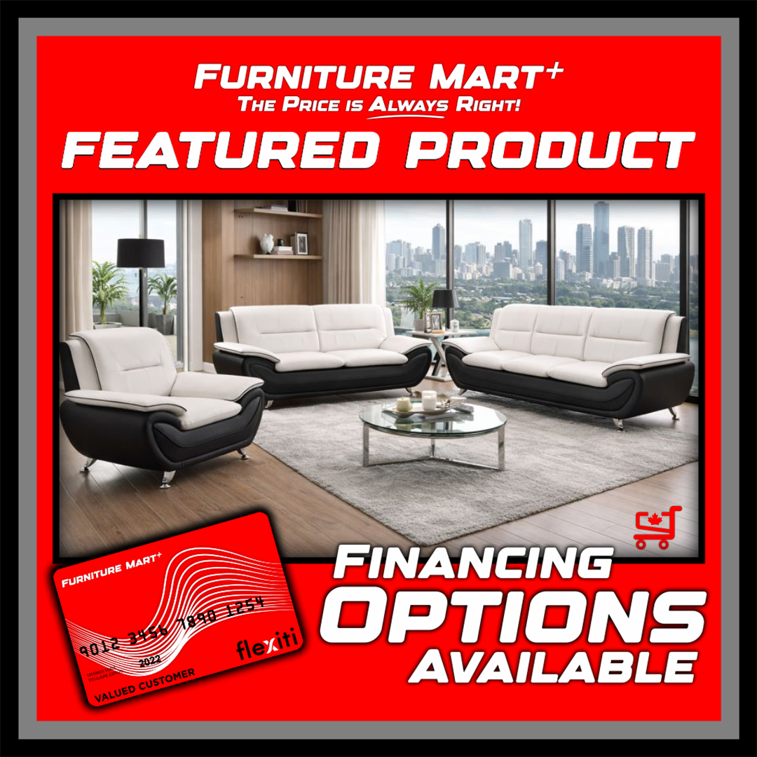 Kingston - Sofa Set Faux Leather - White and Black