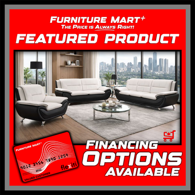 Kingston - Sofa Set Faux Leather - White and Black