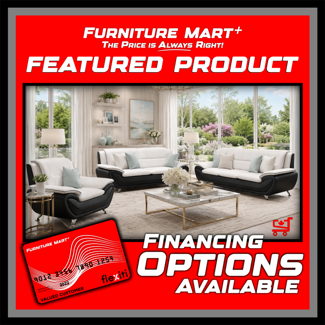 Kingston - Sofa Set Faux Leather - White and Black