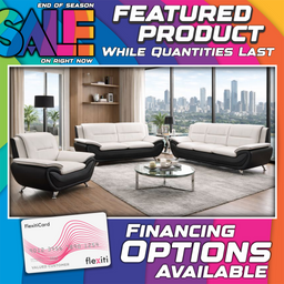 Kingston - Sofa Set Faux Leather - White and Black